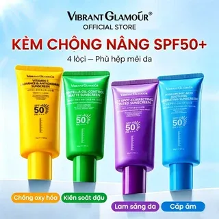 Kem chống nắng VIBRANT GLAMOUR 4 dòng chiết xuất thiên nhiên SPF50+ PA+++ cấp ẩm kiểm soát dầu chống oxy