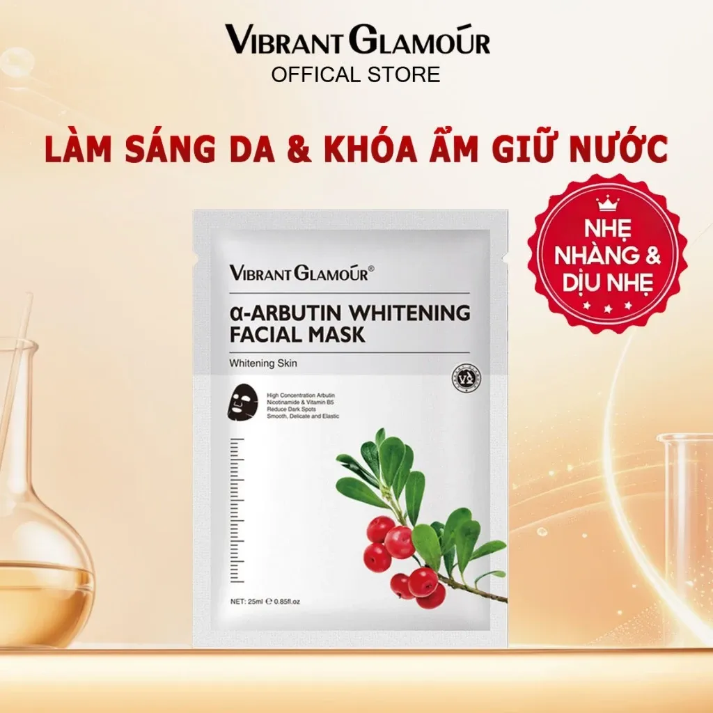 Mặt nạ dưỡng trắng α-Arbutin VIBRANT GLAMOUR - Giảm vết thâm & Giảm sắc tố & Phục hồi săn chắc 25ml