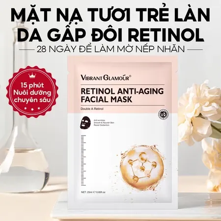 Mặt nạ Retinol VIBRANT GLAMOUR dưỡng ẩm, chống lão hóa, làm trắng da, mờ vết thâm, săn chắc 25ml