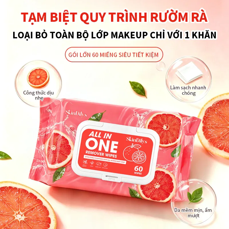 Khăn ướt tẩy trang bưởi đỏ dịu nhẹ 15 miếng