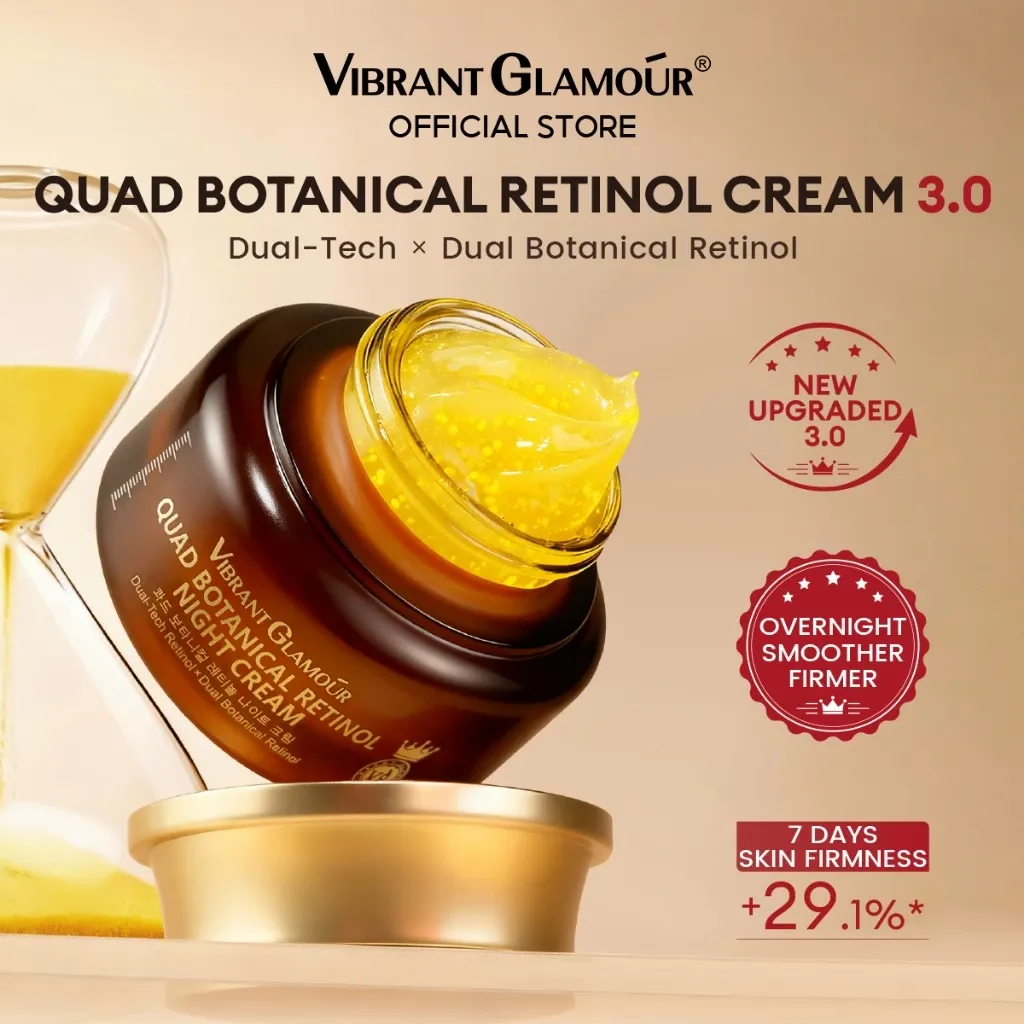 Kem ngủ VIBRANT GLAMOUR Quad Botanical Retinol 3.0. Bakuchiol + Peptide + Collagen + Axit Hyaluronic. Sửa chữa & nâng & làm mịn