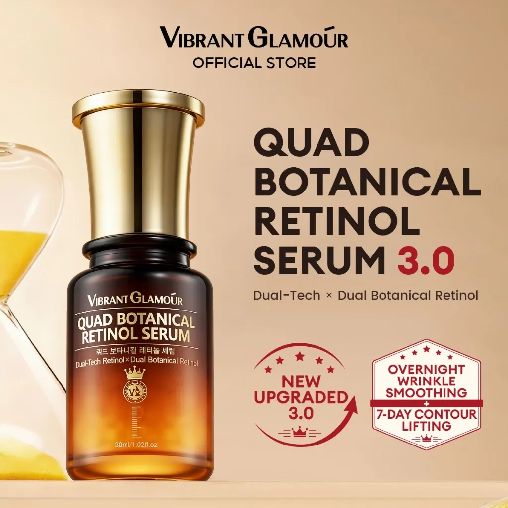 VIBRANT GLAMOUR Quad Botanical Retinol Serum 3.0 with Golden Microbeads. Làm mịn & Làm săn chắc & Nhẹ nhàng cho da nhạy cảm 30ml