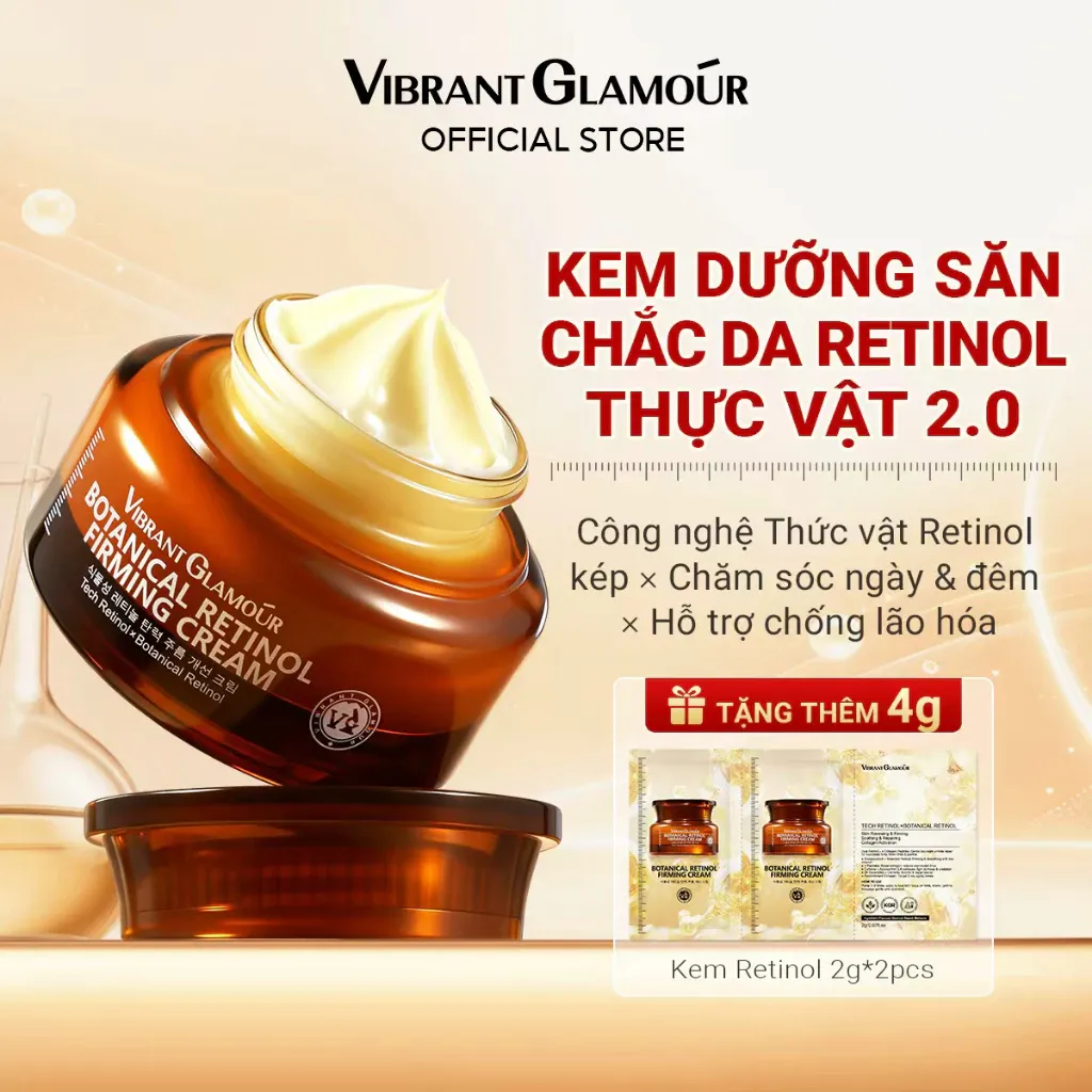VIBRANT GLAMOUR - Kem Retinol thực vật 2.0. Chăm sóc ngày & đêm & chống lão hóa & làm mờ nếp nhăn & làm dịu & kích hoạt