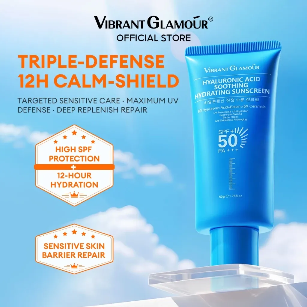 VIBRANT GLAMOUR - Kem chống nắng Axit Hyaluronic. Dịu nhẹ & dưỡng ẩm SPF50+ PA+++. Bảo vệ toàn diện cho mặt & cơ thể