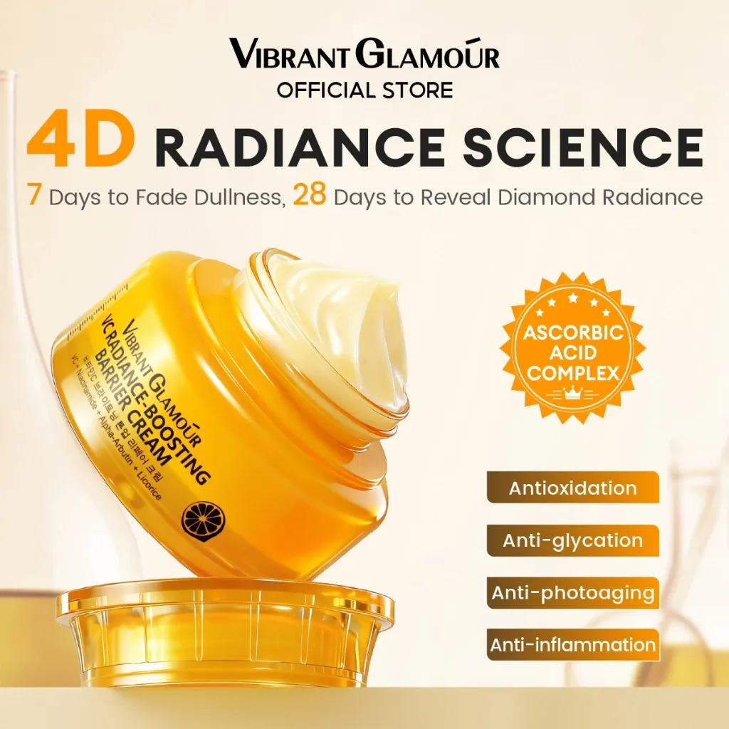 VIBRANT GLAMOUR - Vitamin C. Kem chống nắng tăng cường rạng rỡ. Làm sáng & chống xỉn màu 4D, chống oxy hóa + glycation, làm đều màu
